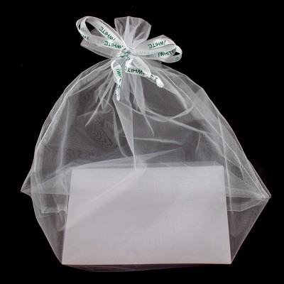 Customized White Seam Ribbon Drawstring Soft Organza Cosmetic Pouch